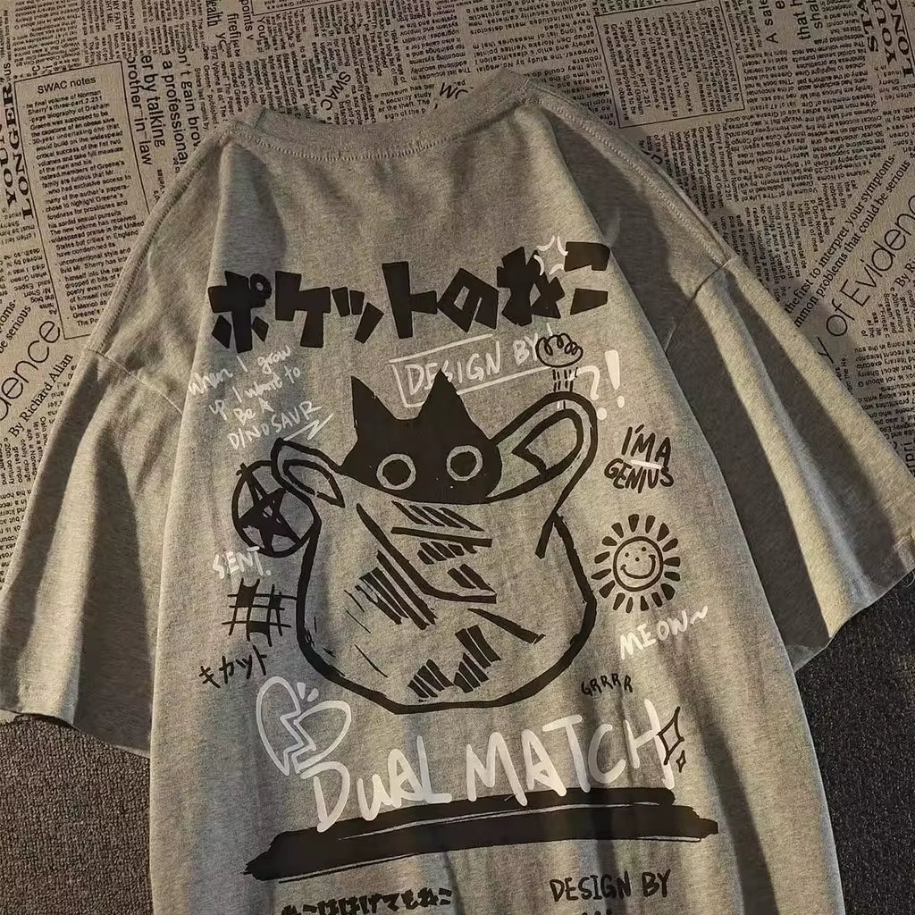 camiseta unisex de manga corta con dibujos japoneses