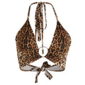 Top Leopardo Mujer con Espalda Descubierta y Lentejuelas