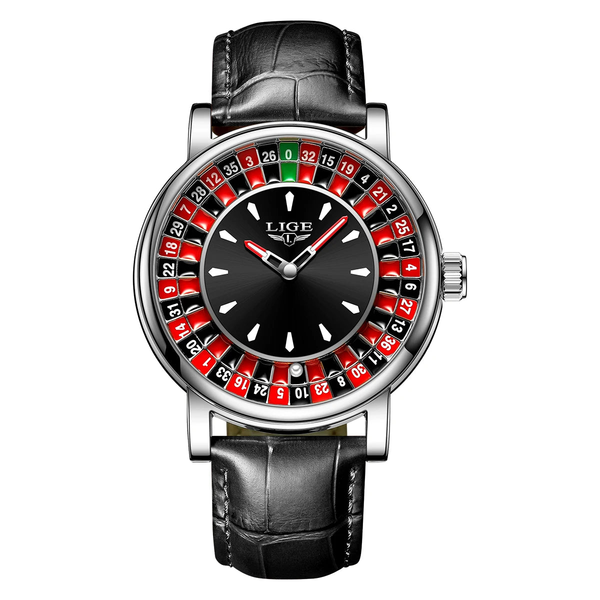 Fashion Brown Leather Men Watch Rotating Dial Las Vegas Roulette Desktop Theme Watch Men Waterproof Luminous Clock Watches