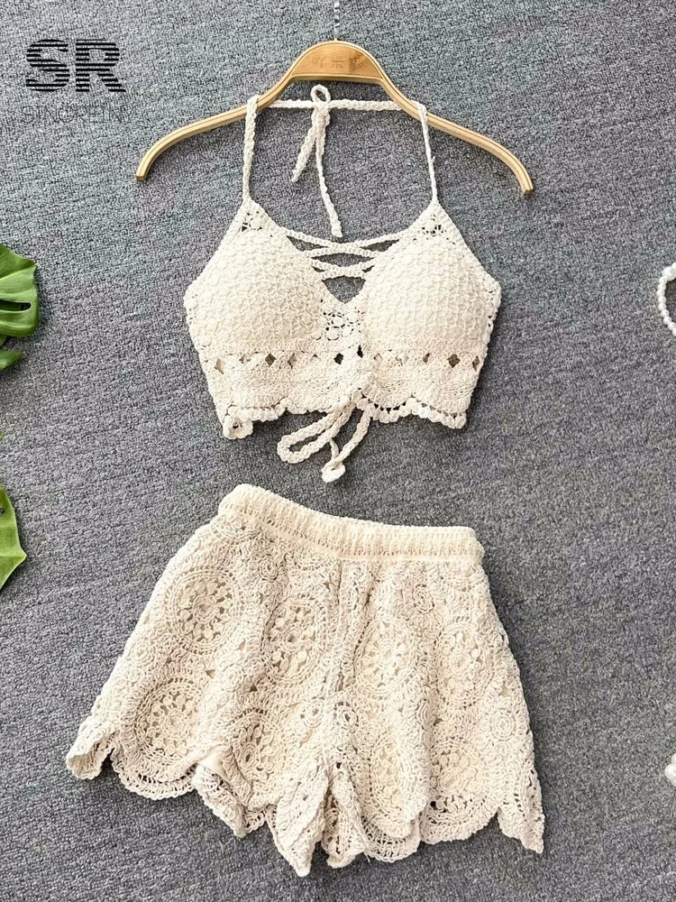 Conjunto de Punto para Mujer – Top de Tirantes y Pantalón Corto | Estilo Verano