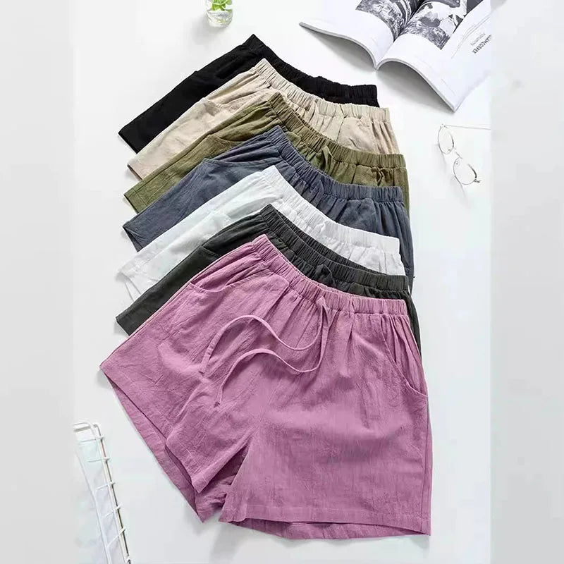 Pantalones de lino cortos para mujer 