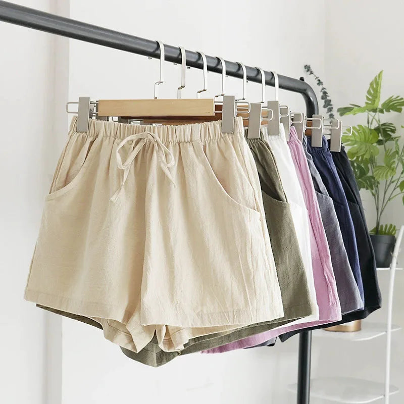 Pantalones de lino cortos para mujer 