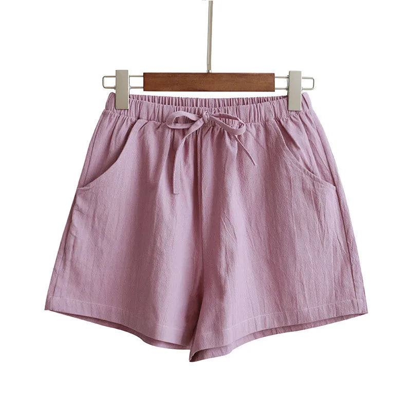 Pantalones de lino cortos para mujer 