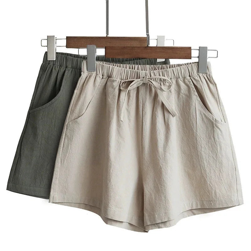 Pantalones de lino cortos para mujer 