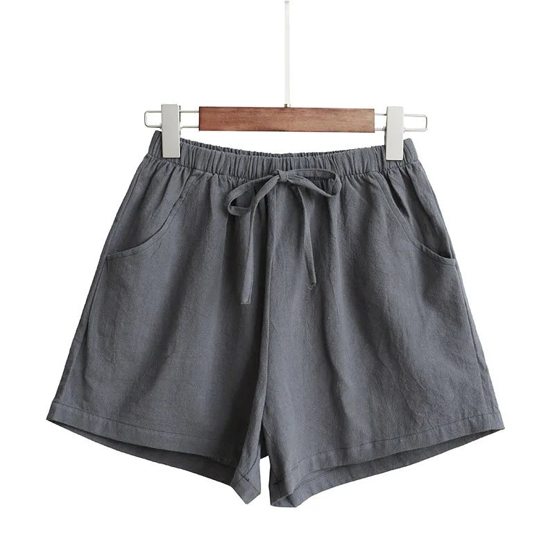 Pantalones de lino cortos para mujer 