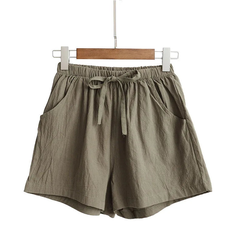 Pantalones de lino cortos para mujer 