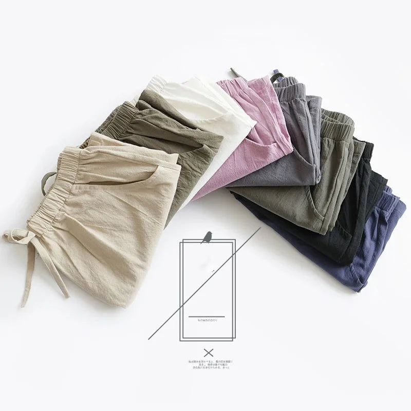 Pantalones de lino cortos para mujer 