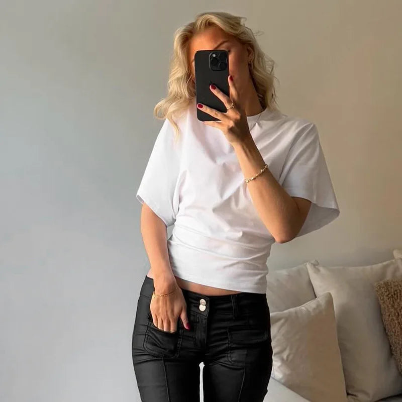 camiseta corta informal  de mujer 