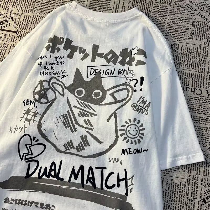 camiseta unisex de manga corta con dibujos japoneses