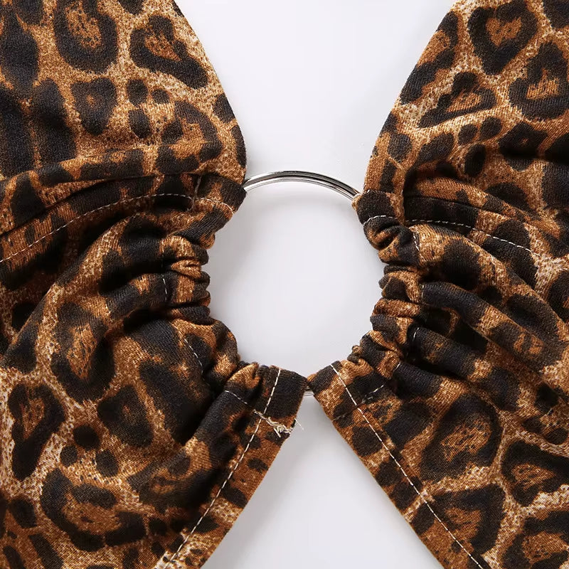 Top Leopardo Mujer con Espalda Descubierta y Lentejuelas